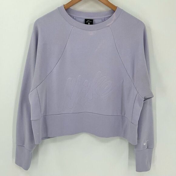Nike Dri-Fit Get Fit Lux Crew Sweatshirt Lilac Purple Women Medium Soft Wicking - Picture 1 of 8